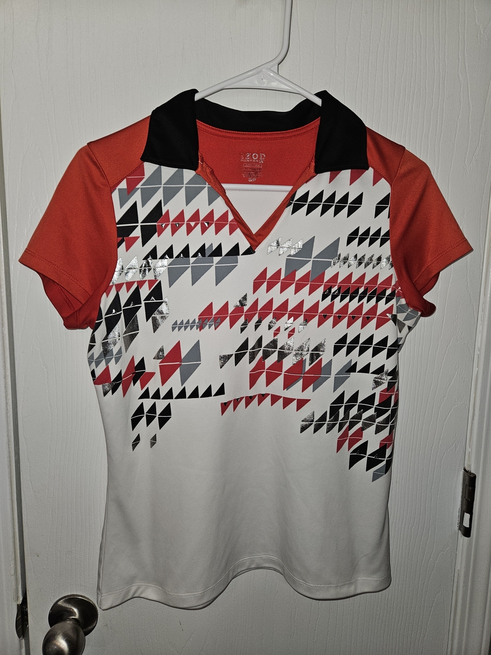 Izod Red, Black & White Short Sleeve Graphic Polo